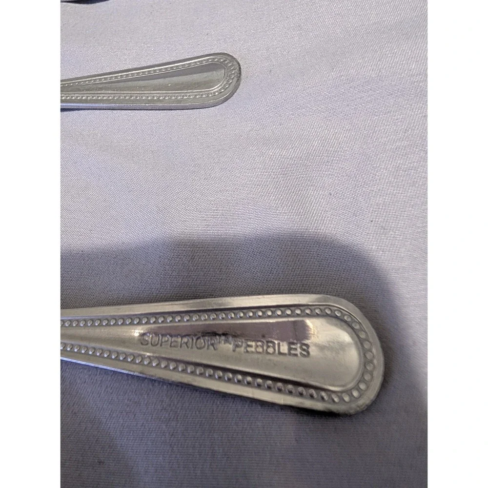 Vintage Superior Pebbles Silverplate Teaspoons Set of‎ 3 Hotel Flatware Beaded